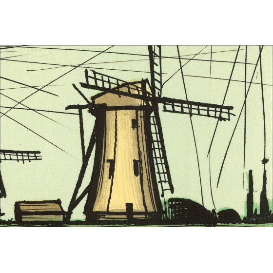 Bernard Buffet - Les Trois Moulins, lithographie originale 1985