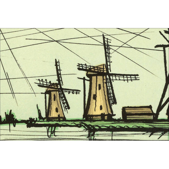 Bernard Buffet - Les Trois Moulins, Original-Lithografie 1985