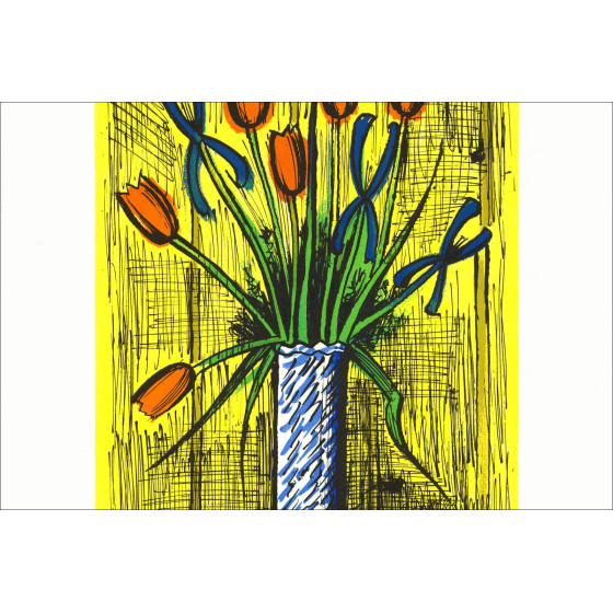 Bernard Buffet - Tulpen en Irissen, originele lithografie circa 1985
