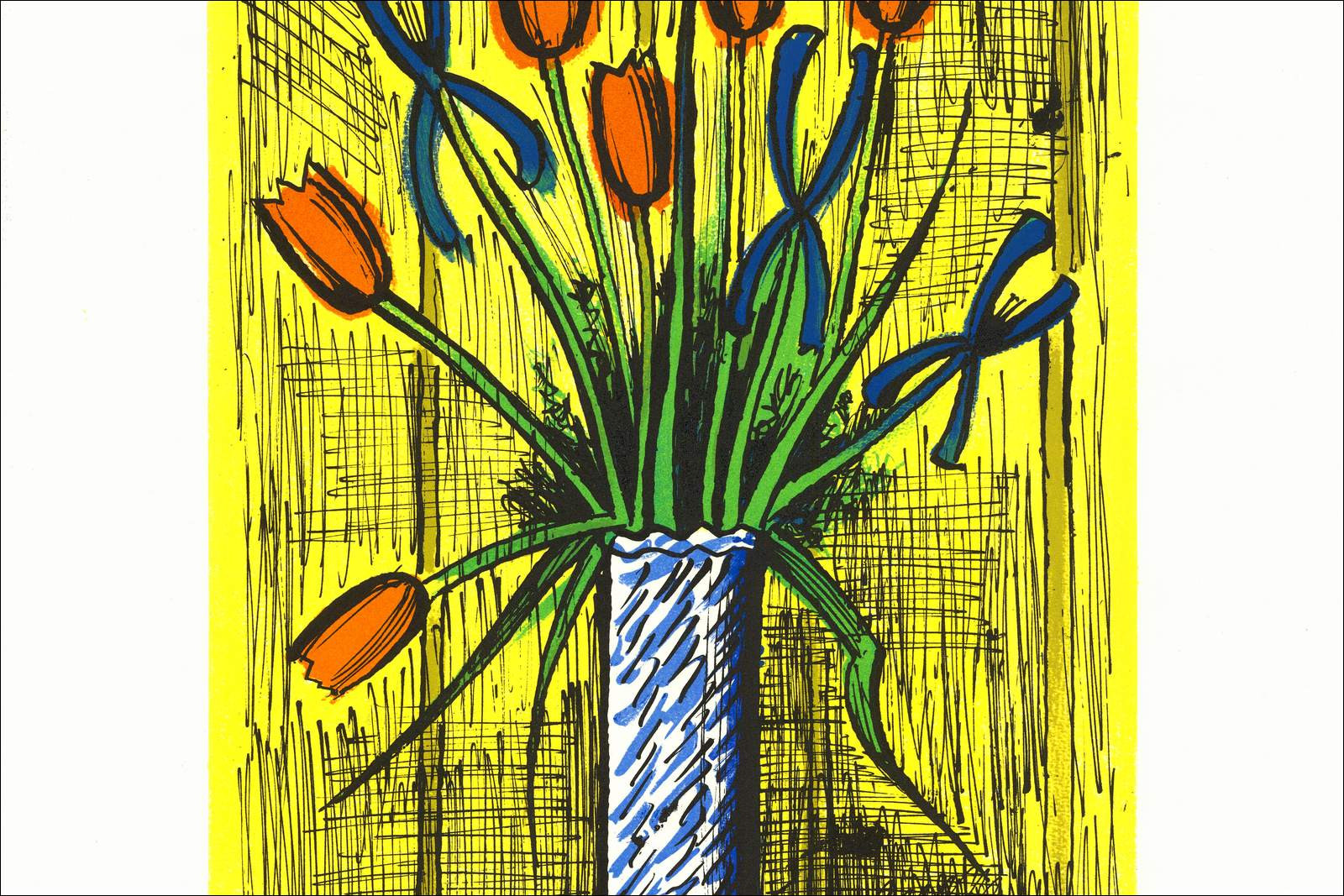 Bernard Buffet - Tulpen und Iris, originale Lithographie um 1985