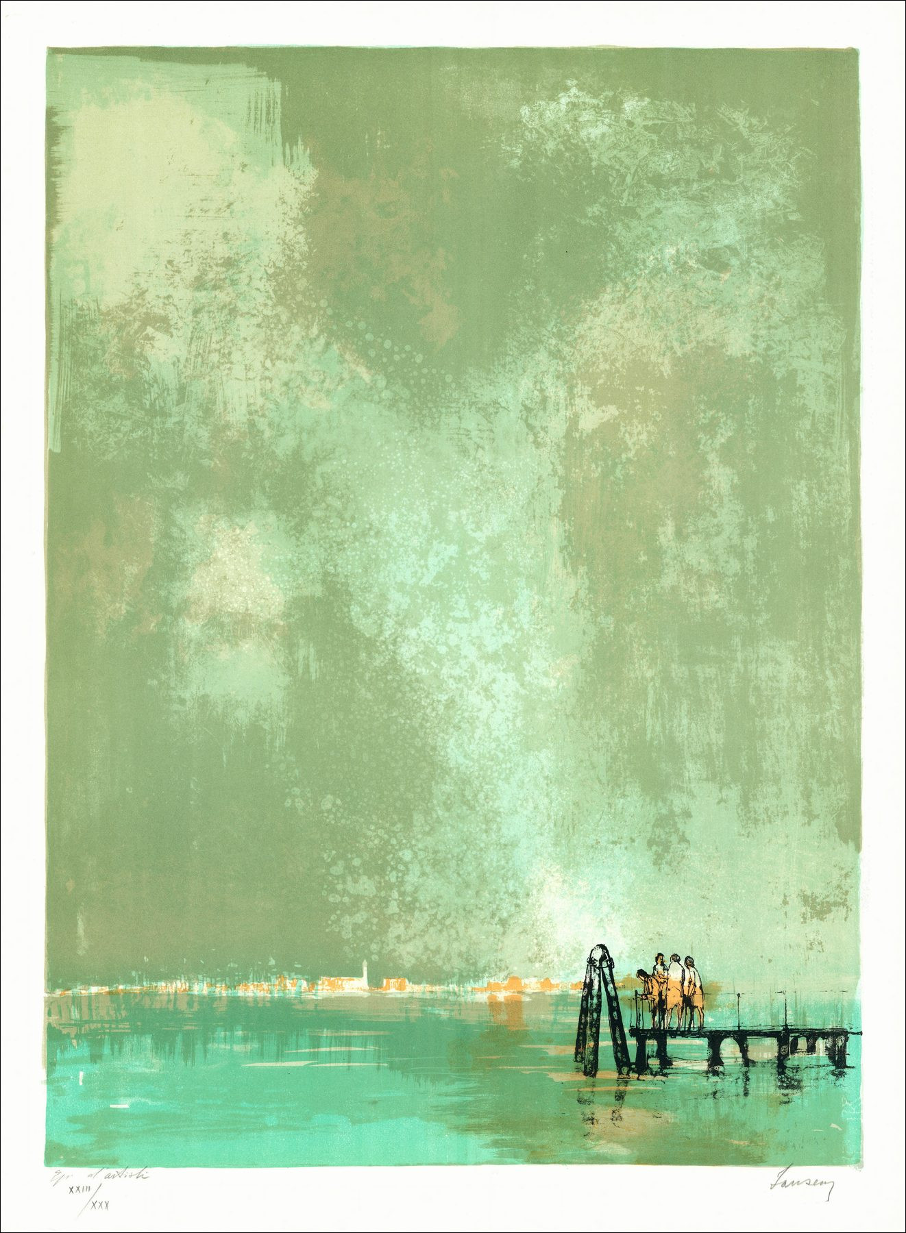 Jean Jansem - Die Lagune, originale signierte Lithographie 1967