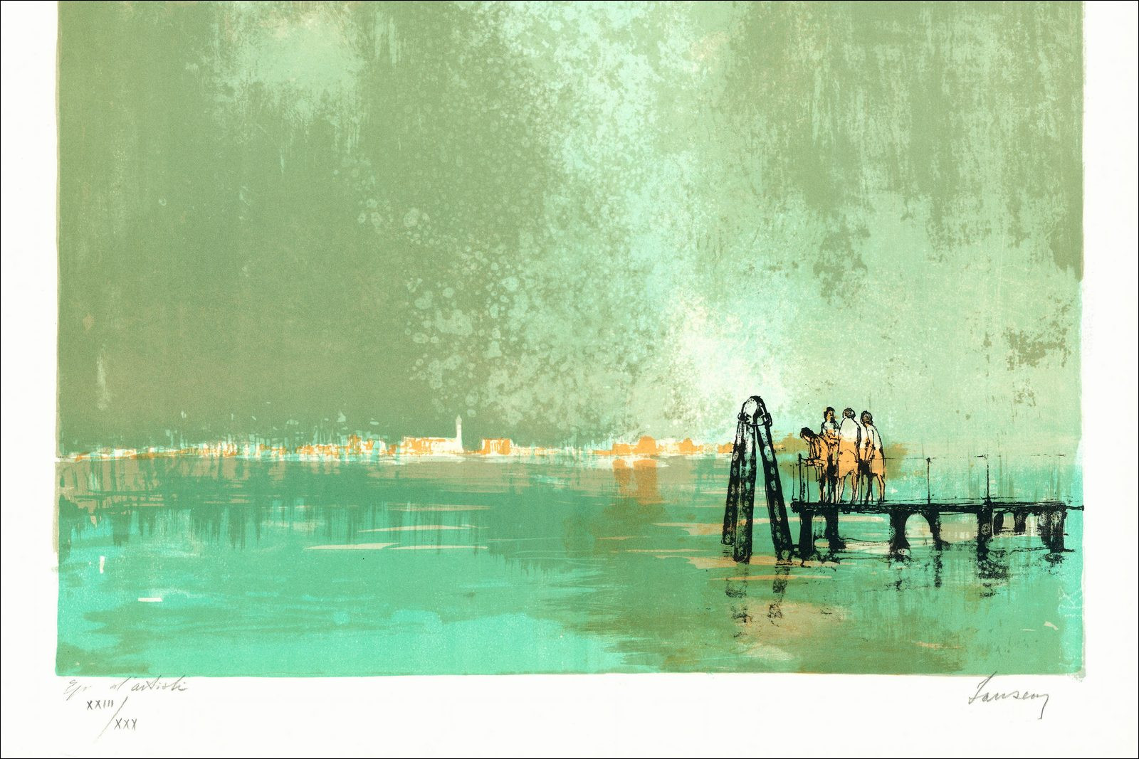 Jean Jansem - La lagune, original lithograph hand-signed 1967