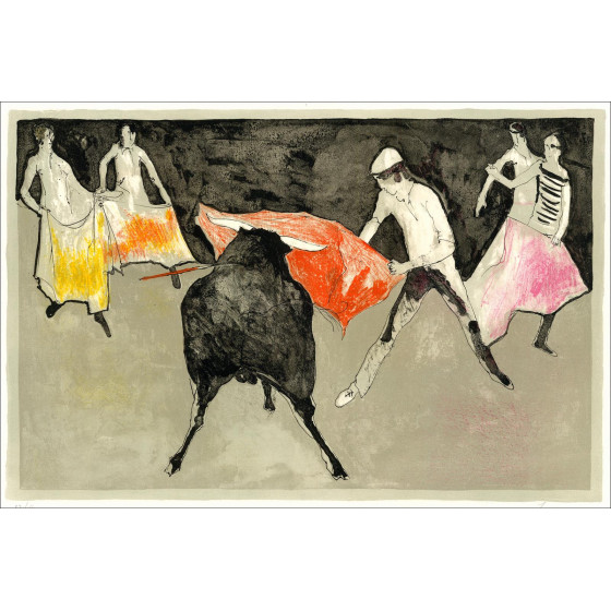 Jean Jansem - L'arène, les capes, lithographie originale signée