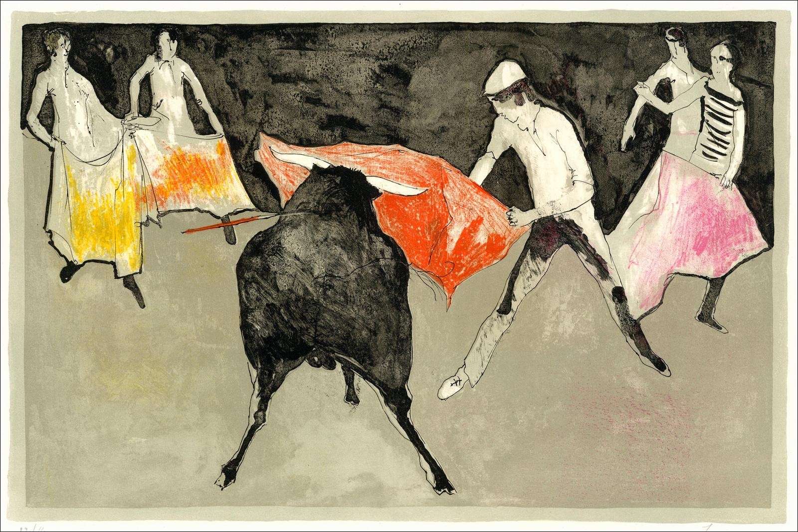 Jean Jansem - L'arène, les capes, originale Lithografie, handsigniert