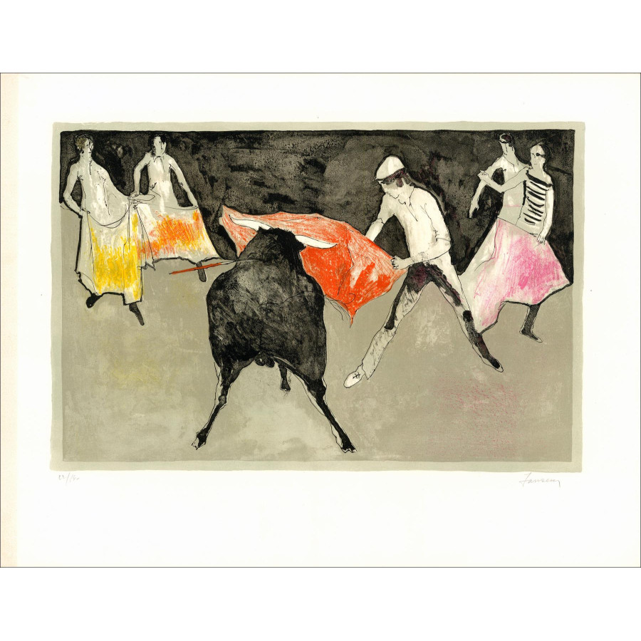 Jean Jansem - L'arène, les capes, original hand-signed lithograph