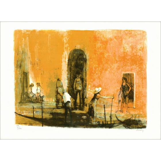 Jean Jansem - Venise, les quais, lithographie originale signée 1966