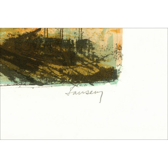 Jean Jansem - Venetië, de kades, originele gesigneerde lithografie