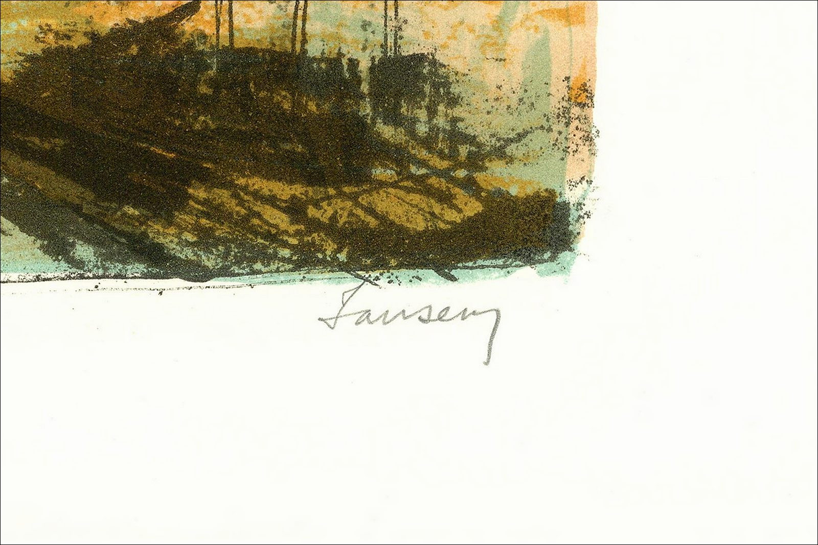 Jean Jansem - Venecia, los muelles, litografía original firmada 1966