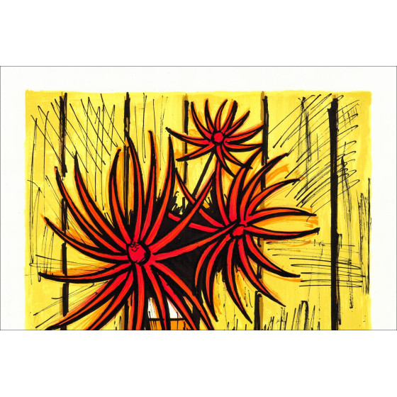 Bernard Buffet – Les trois Dahlias, originele gesigneerde lithografie