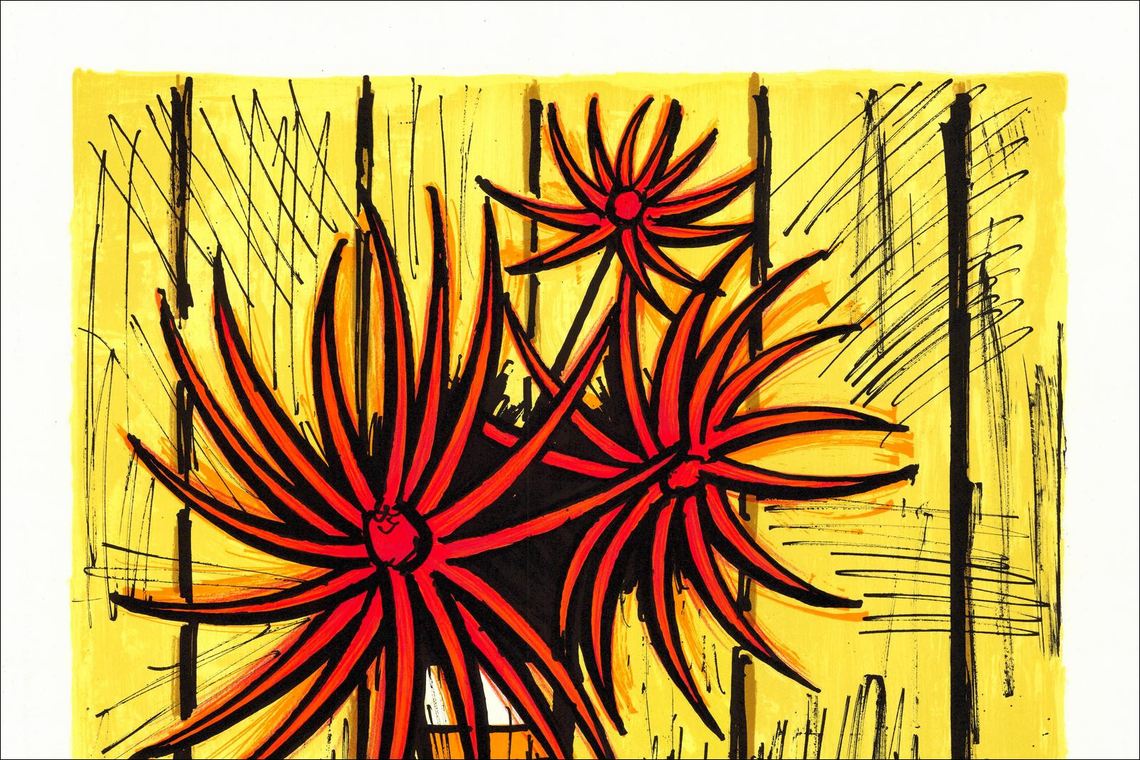 Bernard Buffet – Les trois Dahlias, originele gesigneerde lithografie