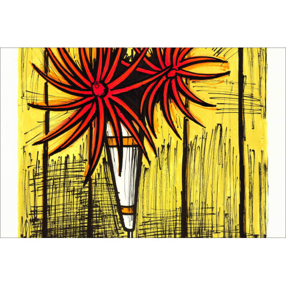 Bernard Buffet – Les trois Dahlias, litografía original firmada