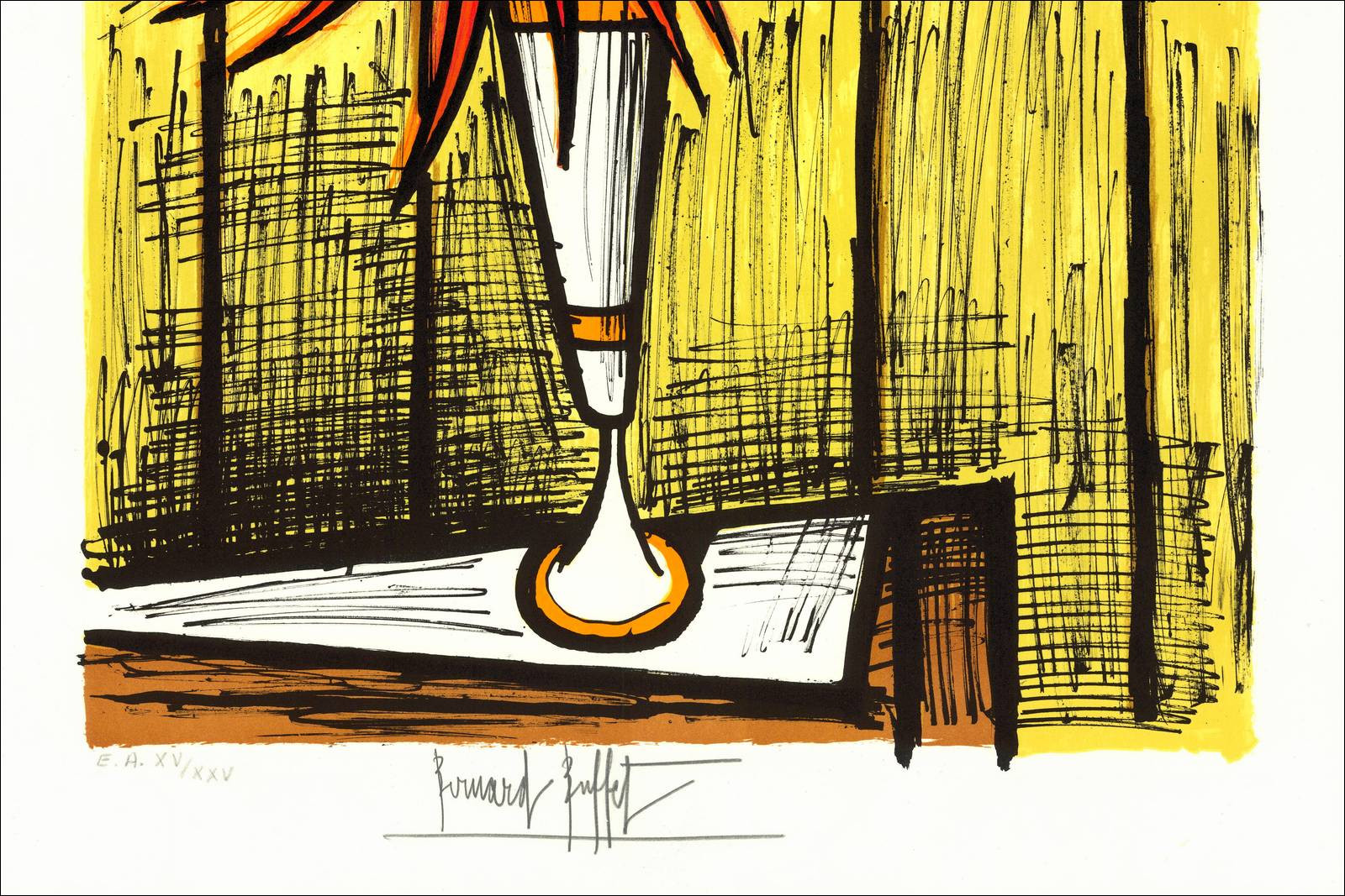 Bernard Buffet – Les trois Dahlias, litografía original firmada