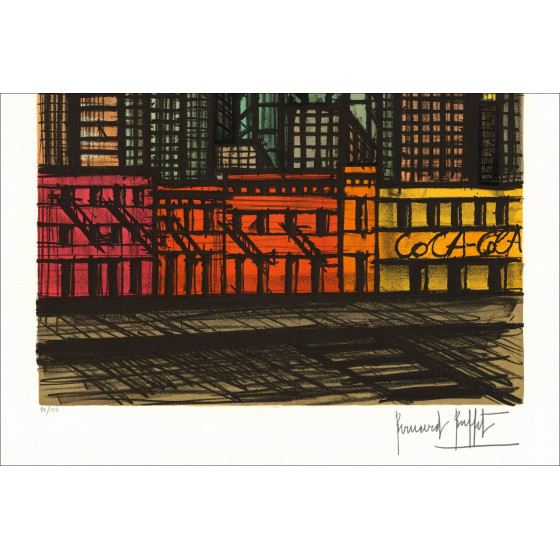 Bernard BUFFET - Lithographie originale "New-York, Coca Cola Building"