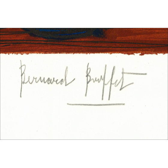 copia de BUFFET Bernard - Litografía original "Bouquet de roses jaunes" 79x59cm - 1987