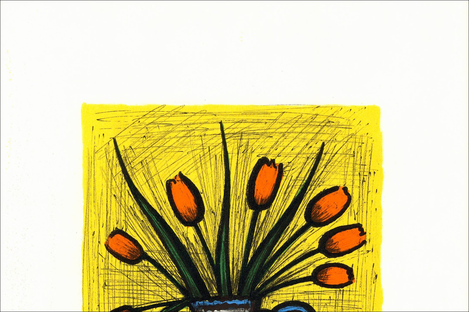 Bernard Buffet – Bouquet de tulipes 1982, signed lithograph