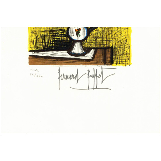 Bernard Buffet – Bouquet de tulipes 1982, litografía firmada