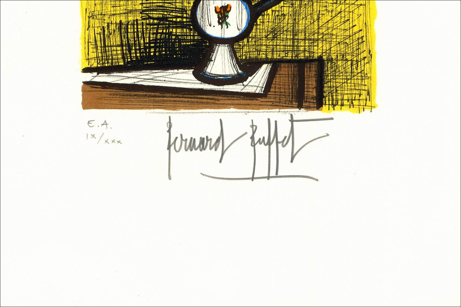 Bernard Buffet – Bouquet de tulipes 1982, signed lithograph