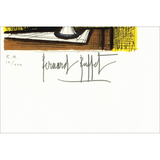 Bernard Buffet – Bouquet de tulipes 1982, lithographie signée