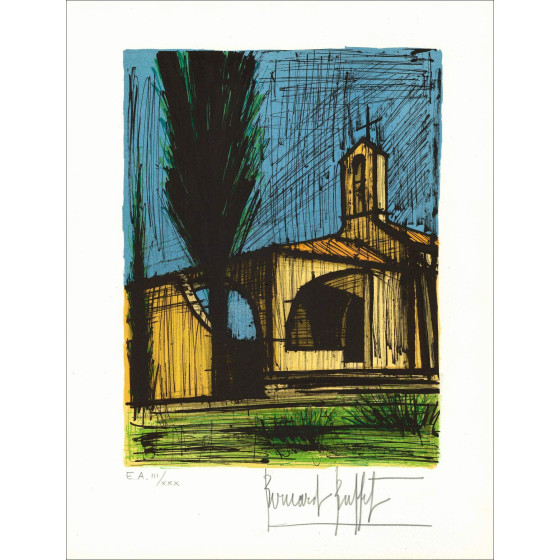 Bernard Buffet – Saint-Tropez, capilla Sainte-Anne, litografía 1979