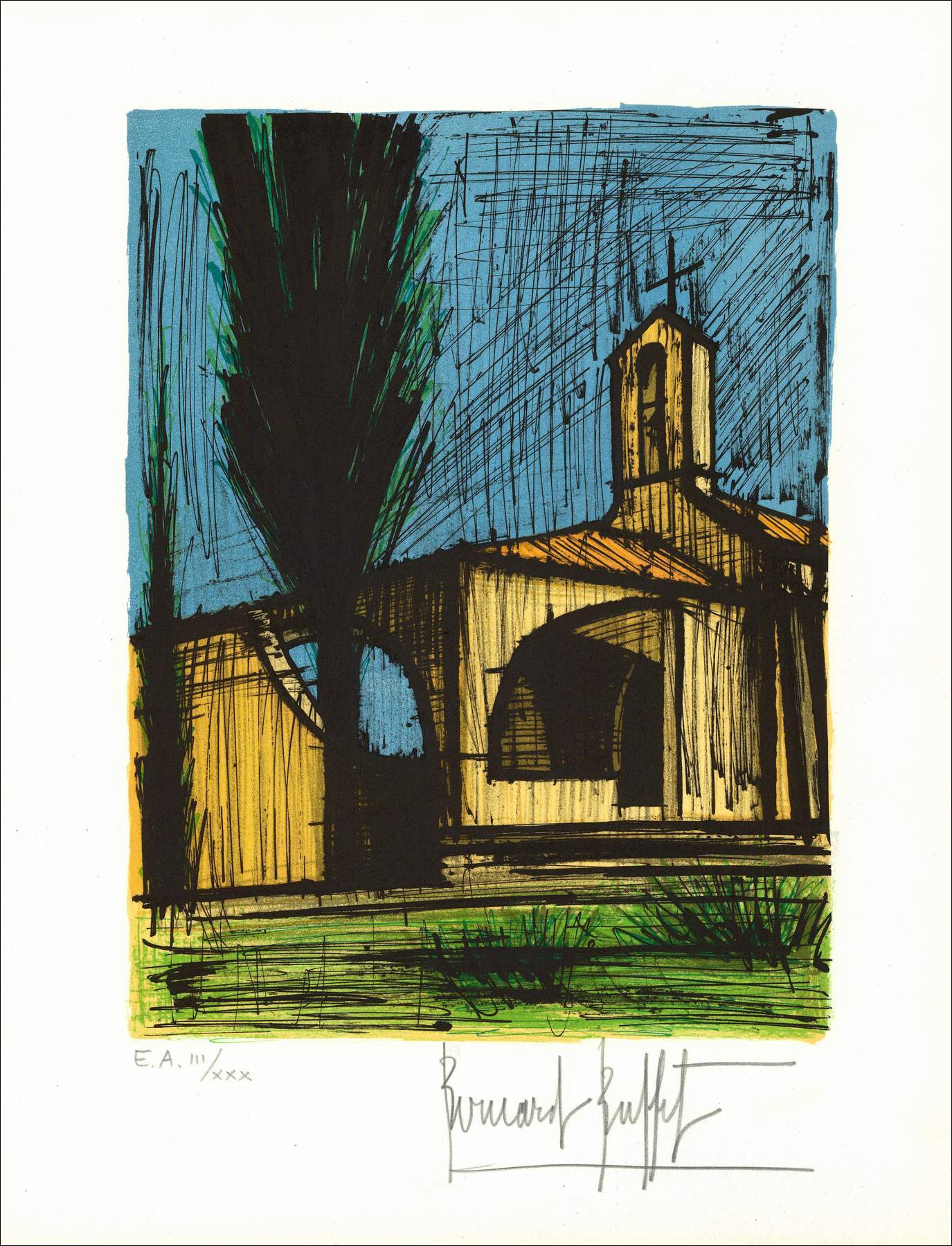 Bernard Buffet – Saint-Tropez, cappella Sainte-Anne, litografia 1979