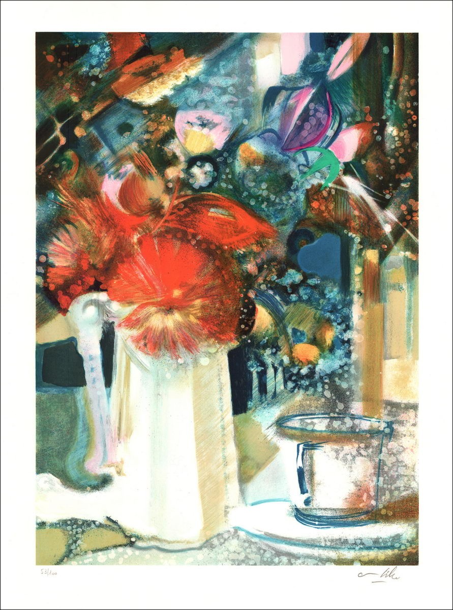 Acquista Paul Ambille Litografia originale Coppa e bouquet