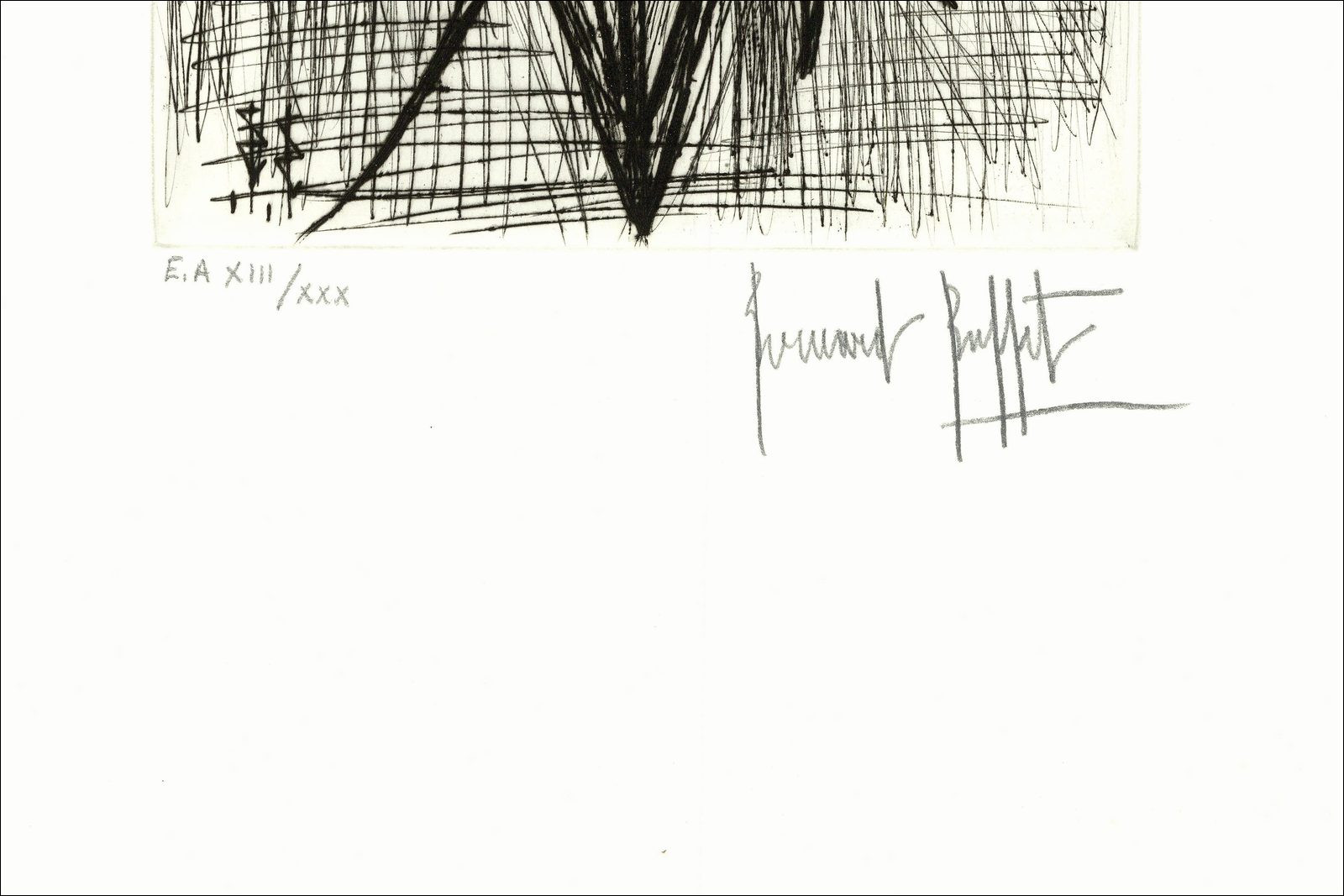 Bernard Buffet, Bouquet d'Iris: originele gravure, gesigneerd, EA