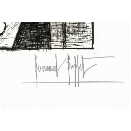 Bloemenboeket, Bernard Buffet: Originele gesigneerde gravure, 1983