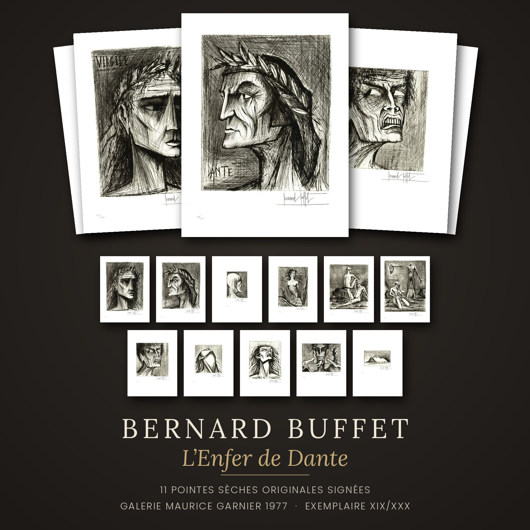 Bernard Buffet - L'Enfer de Dante 1977 - Acqueforti firmate