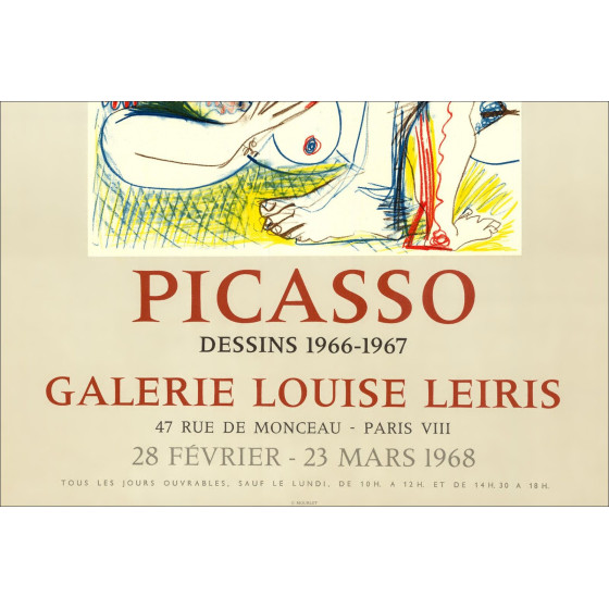 PICASSO Pablo - Litografía "Galería de exposiciones Louise Leiris, París" 71x50cm - 1968