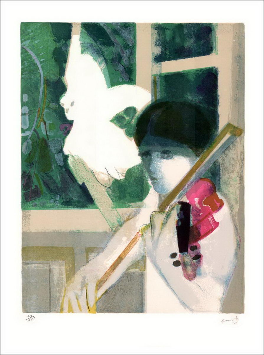 Buy Original Lithograph by Paul AMBILLE Violin lesson