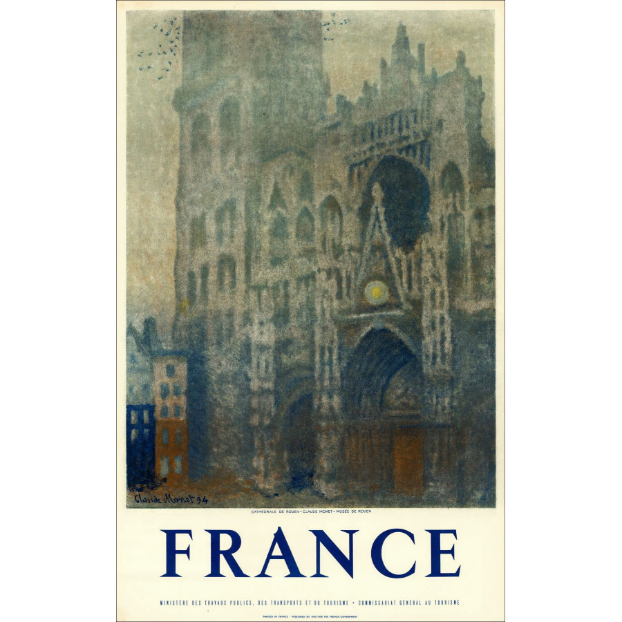 MONET Claude - litho "Frankrijk, de kathedraal van Rouen" 100x62cm - 1950