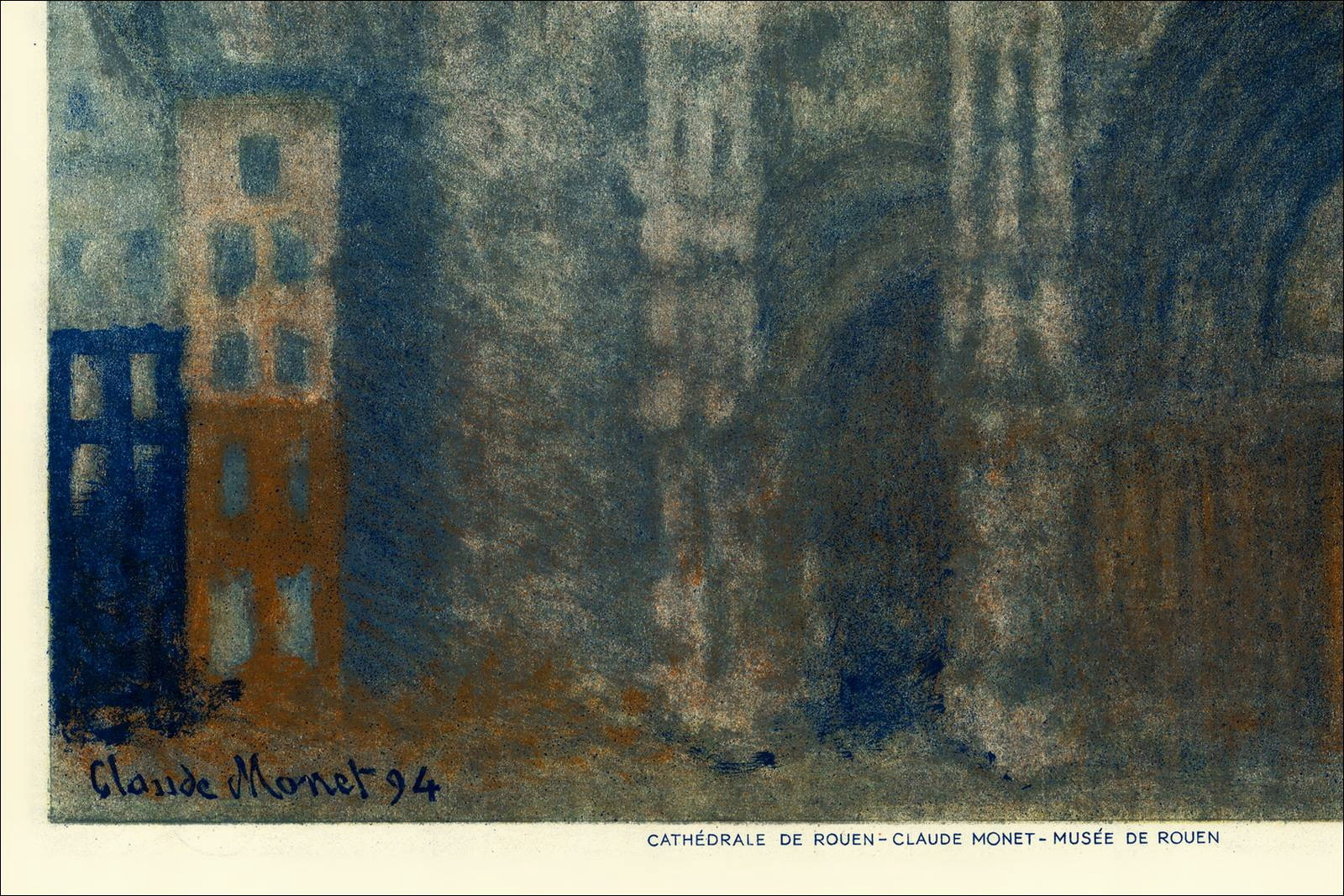 MONET Claude - Lithograph "France, La Cathédrale de Rouen" 100x62cm - 1950