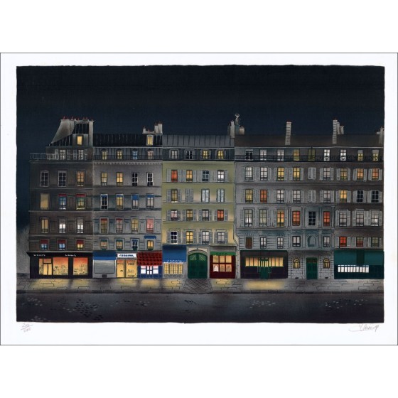 Jean Luc LECOINDRE - Litografia originale "Parigi, Rue Saint Benoit"
