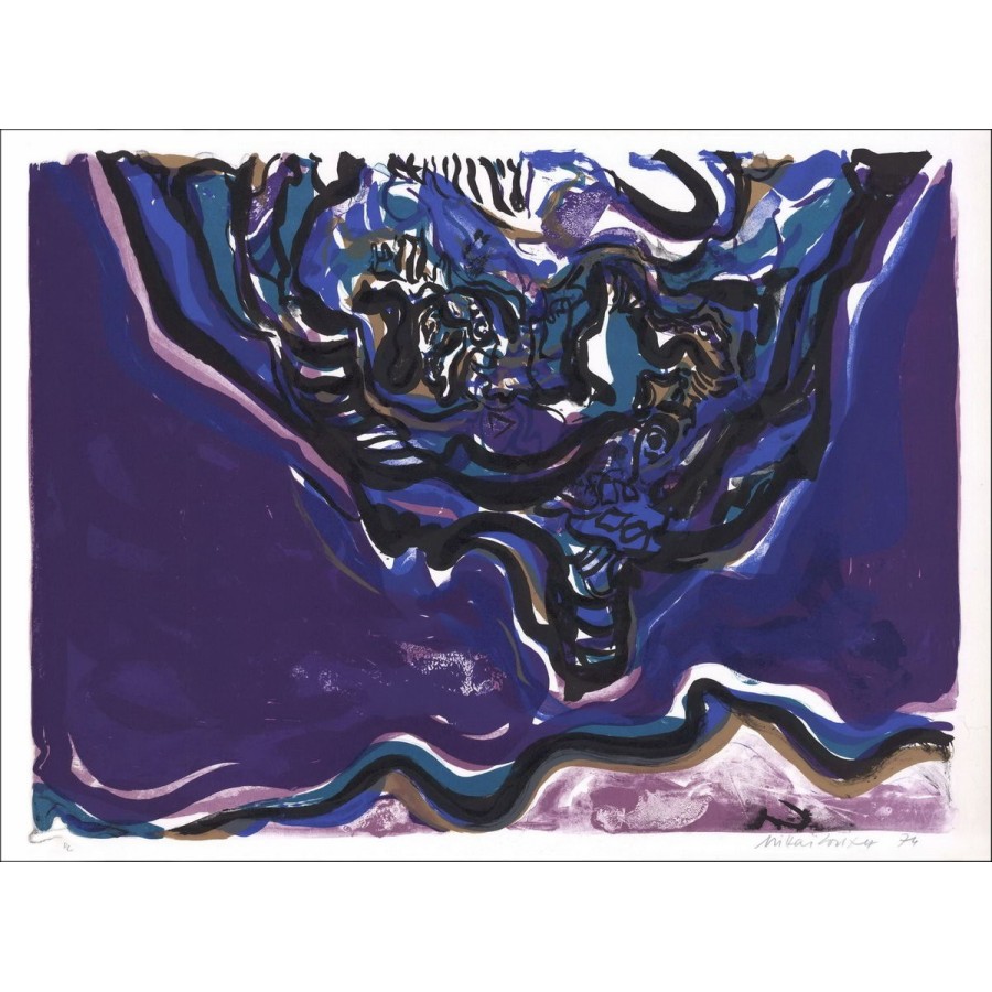 Mauve composition - Original Lithograph numbered and signed in pencil by the artist - Budget range, small prize, decoration, 