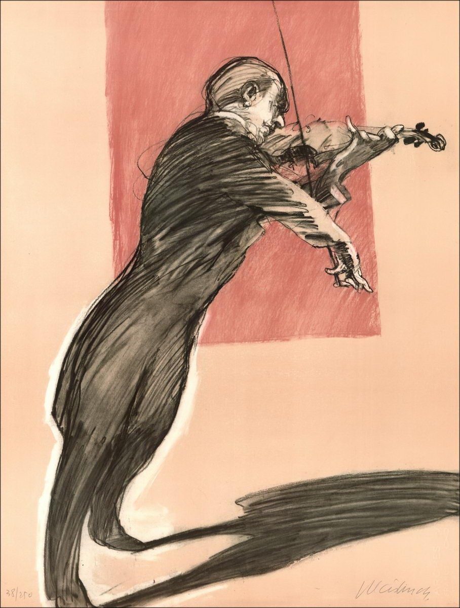 Achat lithographie originale Claude WEISBUCH Le grand violoniste