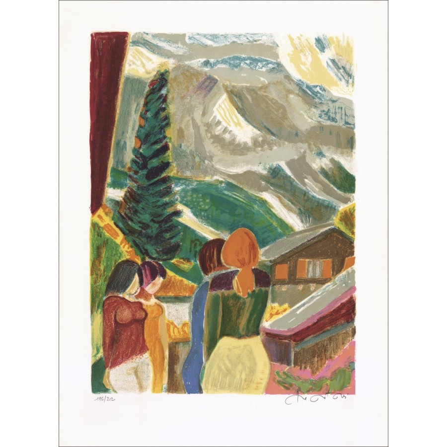 Roger Montanea - Litografia originale "At Mountain" 72x52cm