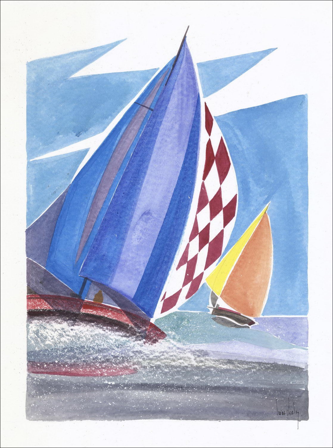 Barche acquerello originali in mare da SUIRE-VERLEY Olivier | 65x50cm