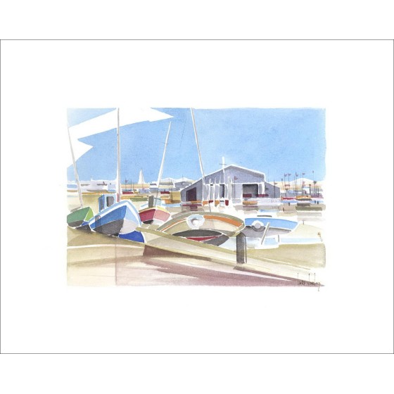 Olivier SUIRE-VERLEY - Aquarelle Original " The low tide port "