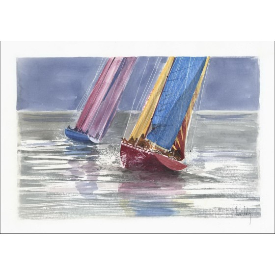 Olivier Suere-Verley - Original WaterColor "Barche in mare"