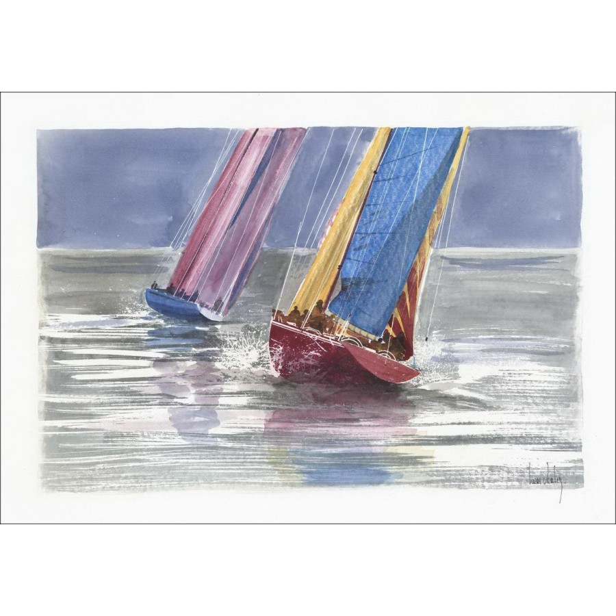 Olivier SUIRE-VERLEY - Aquarelle Originale " Bateaux en mer "