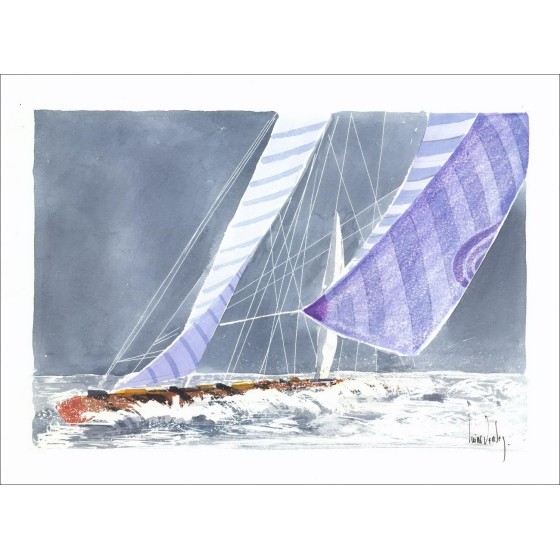 "Le spys violet' van Suire-Verley: waterverf 40x50 cm, gecertificeerd.