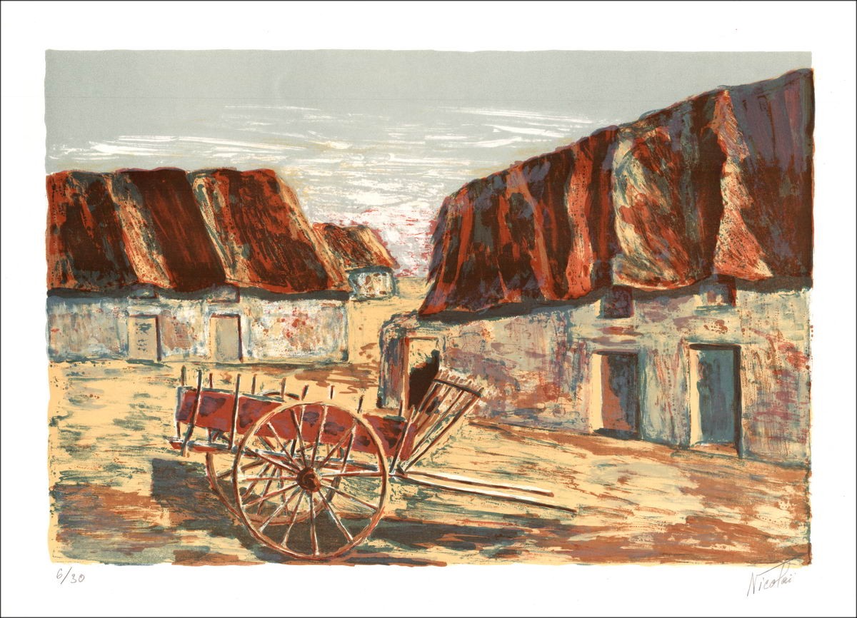 Hof - Original Lithographie nummeriert und in Bleistift des Künstlers signiert - Budget Reihe, kleiner Preis, Dekoration, Werk