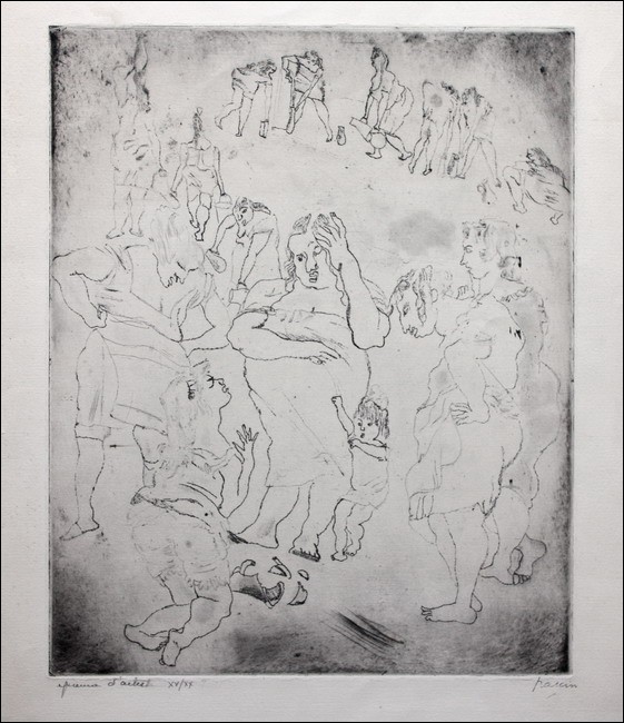 PASCIN Jules - Original Gravur "La Cruche Cassée" 45x32cm