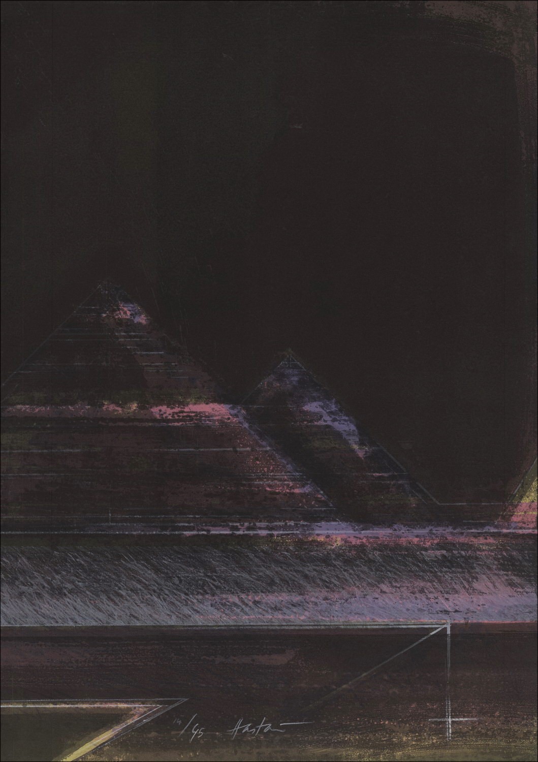 Claude HASTAIRE  - Lithographie originale "Composition II" 74x53cm