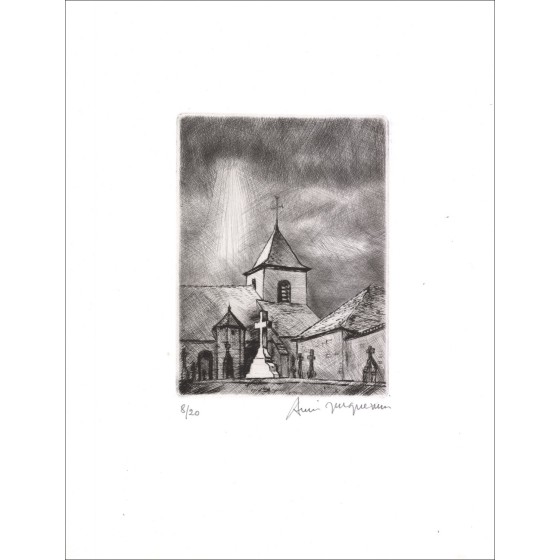 Acquista la chiesa Incisione originale André Jacquemin 1984
