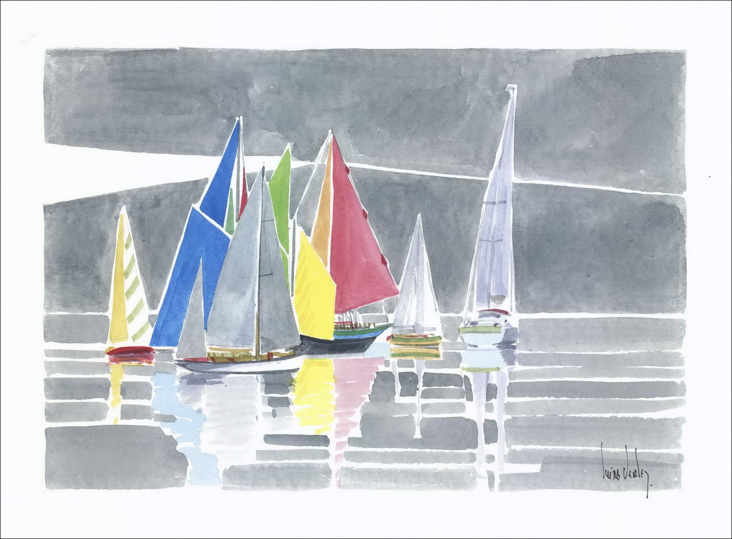 Olivier SUIRE-VERLEY - Aquarelle Originale " La régate "