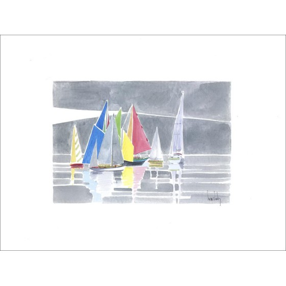 Olivier Suire-Verley - Original Aquarell "La Regatta"