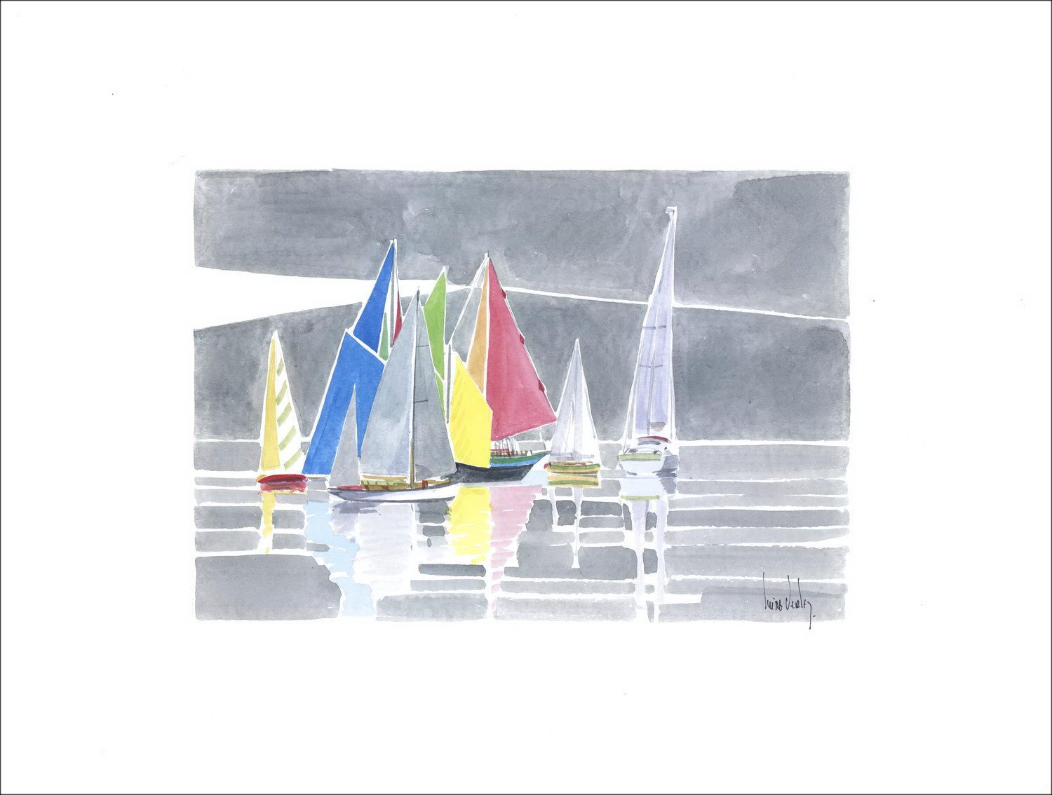 Olivier SUIRE-VERLEY - Aquarelle Originale " La régate "