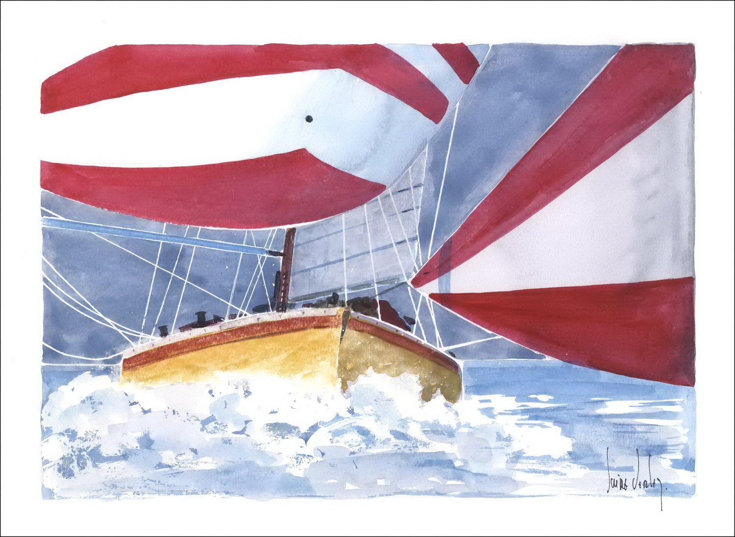"Le Spys Rouge" par Olivier Suire-Verley: Aquarelle certifiée, format 40x50 cm