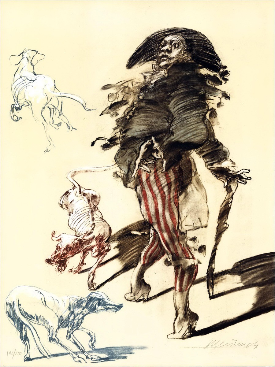 Buy Claude WEISBUCH Polichinelle and these three dogs Lithograph